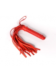 Красная плеть  Ракета А  с рукоятью из латекса и хвостами из кожи - 50 см. - Sitabella - купить с доставкой в Санкт-Петербурге
