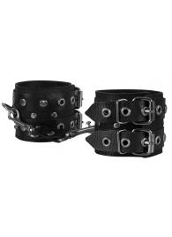 Чёрные наручники из кожи - Sitabella - купить с доставкой в Санкт-Петербурге