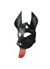 Черная кожаная маска  Дог  с красным языком - Sitabella - купить с доставкой в Санкт-Петербурге