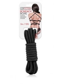 Черная хлопковая веревка для связывания - 3 м. - Lux Fetish - купить с доставкой в Санкт-Петербурге