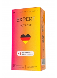 Презервативы EXPERT Hot Love с разогревающим эффектом - 12 шт.(+3 в подарок) - Expert - купить с доставкой в Санкт-Петербурге