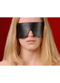 Чёрная широкая кожаная маска на глаза - Sitabella - купить с доставкой в Санкт-Петербурге