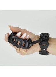 Черные кожаные наручники  Клеопатра - Sitabella - купить с доставкой в Санкт-Петербурге