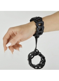 Черные кожаные наручники  Клеопатра - Sitabella - купить с доставкой в Санкт-Петербурге