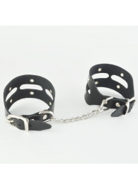 Черные кожаные наручники   Лира - Sitabella - купить с доставкой в Санкт-Петербурге