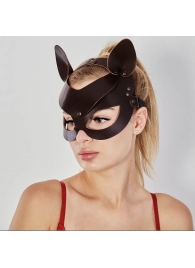 Коричневая кожаная маска  Кошечка - Sitabella - купить с доставкой в Санкт-Петербурге