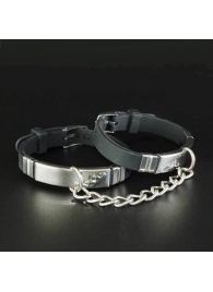 Черные силиконовые наручники с серебристой цепочкой - Sitabella - купить с доставкой в Санкт-Петербурге