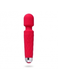 Красный жезловый вибромассажер с рифленой ручкой - 20,4 см. - Сима-Ленд