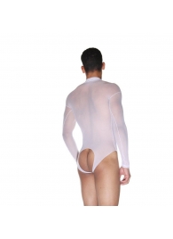 Белое полупрозрачное мужское боди с длинным рукавом - La Blinque купить с доставкой
