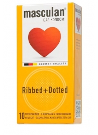 Презервативы с колечками и пупырышками Masculan Ribbed+Dotted - 10 шт. - Masculan - купить с доставкой в Санкт-Петербурге