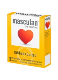 Презервативы с колечками и пупырышками Masculan Ribbed+Dotted - 3 шт. - Masculan - купить с доставкой в Санкт-Петербурге