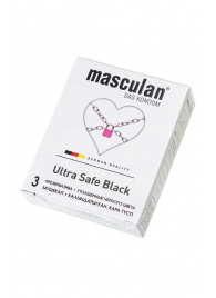 Ультрапрочные презервативы Masculan Ultra Safe Black - 3 шт. - Masculan - купить с доставкой в Санкт-Петербурге