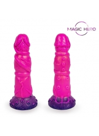 Розовый рельефный фантазийный фаллоимитатор - 20 см. - Bior toys - купить с доставкой в Санкт-Петербурге
