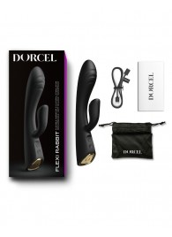 Черный вибратор-кролик Flexi Rabbit с функцией подогрева - 21,2 см. - Dorcel