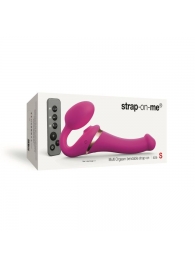 Ярко-розовый безремневой страпон Multi Orgasm Size S с клиторальной стимуляцией - Strap-on-me - купить с доставкой в Санкт-Петербурге