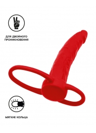 Красная насадка на пенис для двойного проникновения Black Red - 16,5 см. - ToyFa - купить с доставкой в Санкт-Петербурге