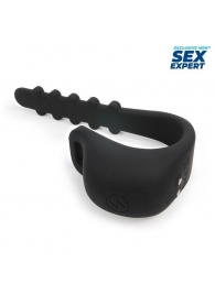 Черное эрекционное кольцо с электростимуляцией Sex Expert - Sex Expert - купить с доставкой в Санкт-Петербурге