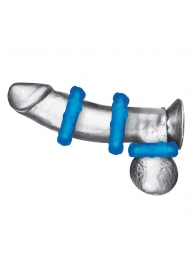 Комплект из трех голубых эрекционных колец 3-Pack Ribbed Rider Cock Ring Set - BlueLine - в Санкт-Петербурге купить с доставкой