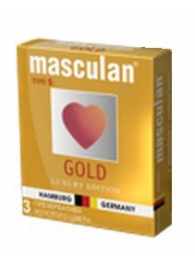 Презервативы Masculan Ultra Gold с золотым напылением и ароматом ванили - 3 шт. - Masculan - купить с доставкой в Санкт-Петербурге