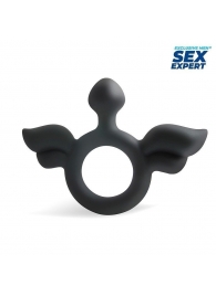 Черное эрекционное кольцо с крылышками - Sex Expert - в Санкт-Петербурге купить с доставкой