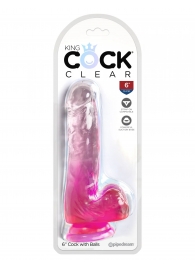 Розовый фаллоимитатор с мошонкой на присоске 6’’ Cock with Balls - 17,8 см. - Pipedream
