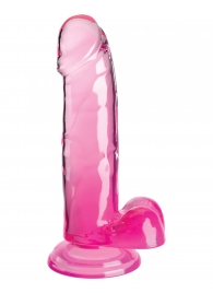 Розовый фаллоимитатор с мошонкой на присоске 7’’ Cock with Balls - 20,3 см. - Pipedream