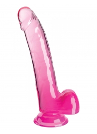 Розовый фаллоимитатор с мошонкой на присоске 9’’ Cock with Balls - 24,8 см. - Pipedream