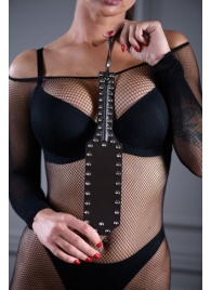 Коричневая шлепалка Sex Game с заклепками - 33 см. - БДСМ Арсенал - купить с доставкой в Санкт-Петербурге
