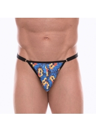 Синие мужские трусы-тонги с разноцветным принтом - Don Moris купить с доставкой Синие мужские трусы-тонги с разноцветным принтом - Don Moris купить с доставкой