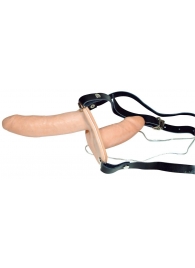 Телесный женский страпон с вагинальной пробкой Strap-On Duo - 15 см. - Orion - купить с доставкой в Санкт-Петербурге