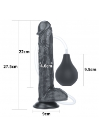 Черный фаллоимитатор-гигант с грушей 11 Squirt Extreme Dildo - 27,5 см. - Lovetoy