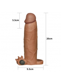 Коричневая насадка на пенис Add 3 Pleasure X Tender Vibrating Penis Sleeve с вибропулей - 20 см. - Lovetoy - в Санкт-Петербурге купить с доставкой