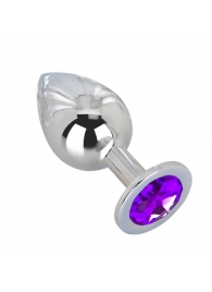 Большой плаг из стали с фиолетовым кристаллом Violet Dream - 9,5 см. - Erotic Fantasy - купить с доставкой в Санкт-Петербурге