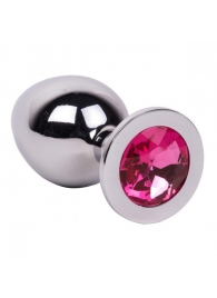 Большой стальной плаг с розовым кристаллом Pink Bubble Gum - 9,5 см. - Erotic Fantasy - купить с доставкой в Санкт-Петербурге
