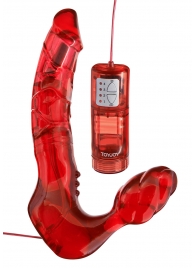 Безремневой вагинальный страпон с вибратором Bend Over Boyfriend Red - 21 см. - Toy Joy - купить с доставкой в Санкт-Петербурге