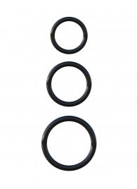 Набор из трех черных эрекционных колец Silicone 3-Ring Stamina Set - Pipedream - в Санкт-Петербурге купить с доставкой