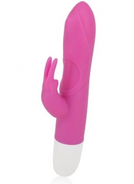 Розовый вибромассажер с клиторальным стимулятором ROLLER TIP WITH ROLLER BALL MOVEMENT - 14 см. - Seven Creations