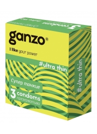 Ультратонкие презервативы Ganzo Ultra thin - 3 шт. - Ganzo - купить с доставкой в Санкт-Петербурге