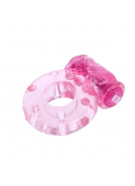 Розовое эрекционное кольцо с бабочкой на вибропуле - Baile - в Санкт-Петербурге купить с доставкой
