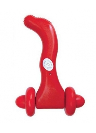 Красный водонепроницаемый вибромассажёр с колёсиками - 12,7 см. - Dream Toys