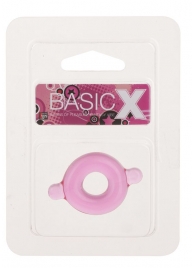 Розовое эрекционное кольцо с ушками для удобства надевания BASICX TPR COCKRING PINK - Dream Toys - в Санкт-Петербурге купить с доставкой