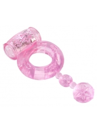 Розовое эрекционное кольцо с вибратором и хвостом - Toyfa Basic - в Санкт-Петербурге купить с доставкой