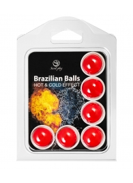 Набор из 6 шариков с массажным маслом Brazilian Balls с охлаждающим и разогревающим эффектом - Secret Play - купить с доставкой в Санкт-Петербурге