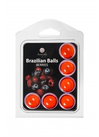 Набор из 6 шариков с массажным маслом Brazilian Balls с ароматом ягод - Secret Play - купить с доставкой в Санкт-Петербурге