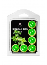 Набор из 6 шариков с массажным маслом Brazilian Balls с ароматом мяты - Secret Play - купить с доставкой в Санкт-Петербурге