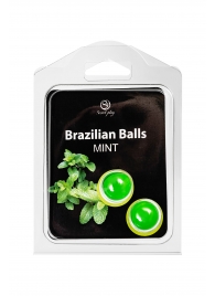 Набор из 2 шариков с массажным маслом Brazilian Balls с ароматом мяты - Secret Play - купить с доставкой в Санкт-Петербурге