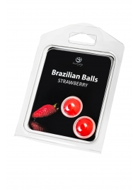 Набор из 2 шариков с массажным маслом Brazilian Balls с ароматом клубники - Secret Play - купить с доставкой в Санкт-Петербурге