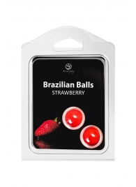 Набор из 2 шариков с массажным маслом Brazilian Balls с ароматом клубники - Secret Play - купить с доставкой в Санкт-Петербурге