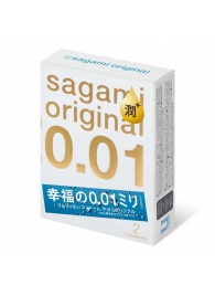 Увлажнённые презервативы Sagami Original 0.01 Extra Lub - 2 шт. - Sagami - купить с доставкой в Санкт-Петербурге