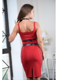 Черно-серебристая портупея-юбка plus size с цепочками - БДСМ Арсенал - купить с доставкой в Санкт-Петербурге